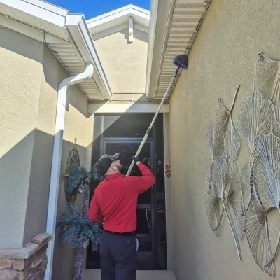 technician sweeping